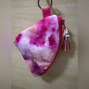 Handmade by me pink tiedye zip coin purse